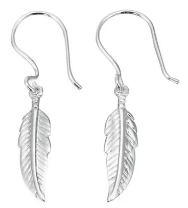 Boucle d'oreille plume en argent 925/1000 