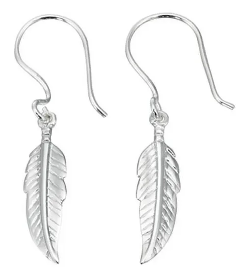 Boucle d'oreille plume en argent 925/1000 