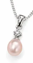 Collier solitaire perle  éclat nacré  en argent 925