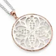 Collier femme  lueur irisée  - pendentif rond en nacre véritable et argent 925