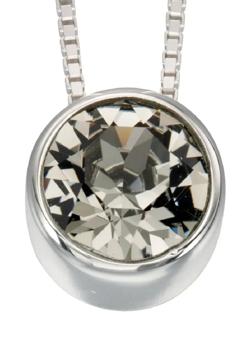 Collier solitaire éclat gris fumé - zirconium et argent 925 rhodié