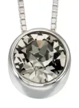 Collier solitaire éclat gris fumé - zirconium et argent 925 rhodié