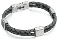 Bracelet homme force - acier inoxydable et cuir véritable