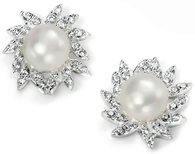 Boucles d oreilles éclat divin - perle et zirconium en argent 925