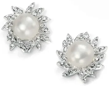 Mon-bijou - D4878 - Boucle d'oreille perle et zirconium en argent 925/1000