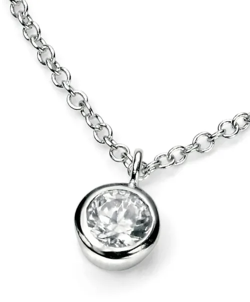 Collier  éclat solitaire  en argent 925 zirconium