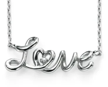 Mon-bijou - D3806 - Collier Love plaqué rhodium en argent 925/1000