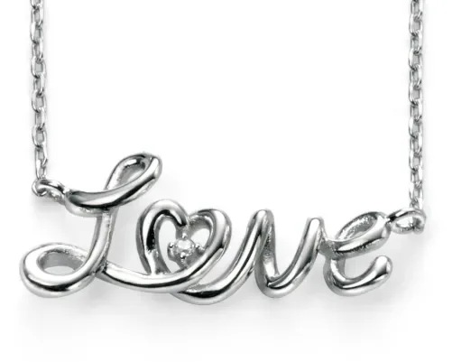 Mon-bijou - D3806 - Collier Love plaqué rhodium en argent 925/1000