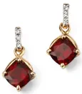 Boucles d oreilles  flamme royale  - grenat, diamants et or 9 carats
