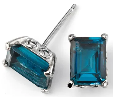 Mon-bijou - D2082 - Boucle d'oreille tendance topaze bleu en Or blanc 375/1000