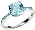 Bague solitaire topaze bleue céleste en or 9 carats