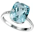 Bague  céleste  en or jaune 9 carats - topaze bleue et diamants