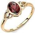 Bague solitaire or jaune 9 carats et grenat rouge intense