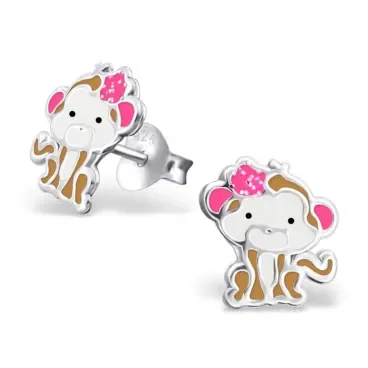 Mon-bijou - H19802 - Boucle d'oreille jolie singe en argent 925/1000