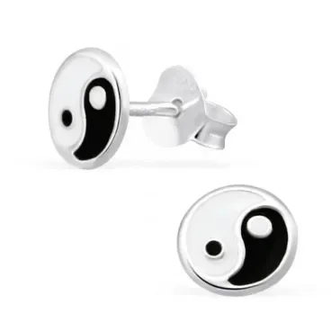 Mon-bijou - H21533 - Boucle d'oreille yin et yang en argent 925/1000