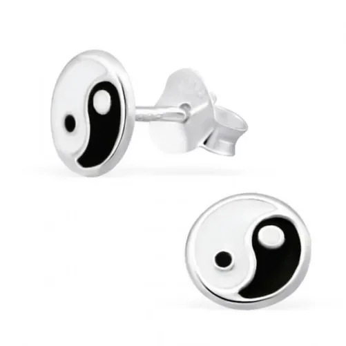 Mon-bijou - H21533 - Boucle d'oreille yin et yang en argent 925/1000