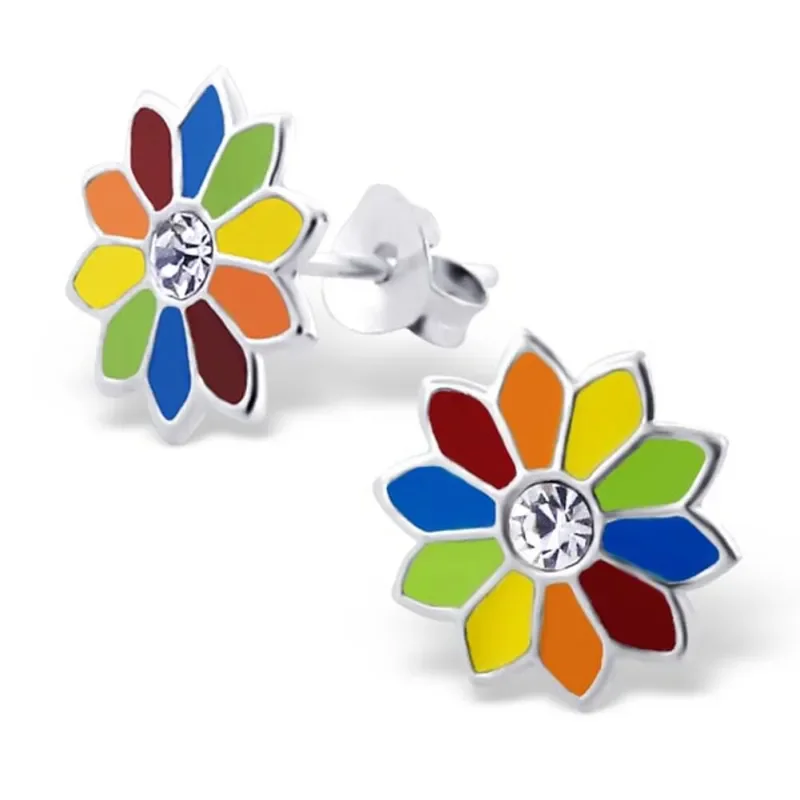 Boucles d oreilles boucles  éclat floral  femme - argent 925
