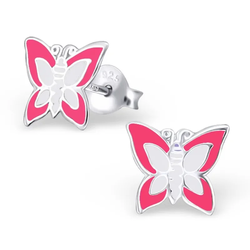 Boucles d oreilles papillon argent 925  rosée scintillante