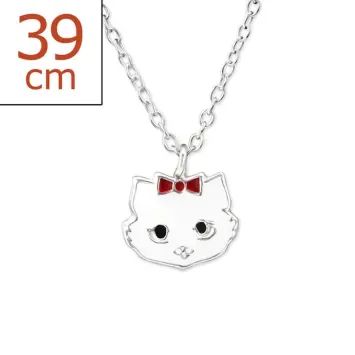 Mon-bijou - H29841 - Collier chat blanc en argent 925/1000