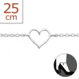 Chaîne cheville coeur en argent 925