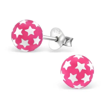 Mon-bijou - H21976 - Boucle d'oreille rose étoile en argent 925/1000