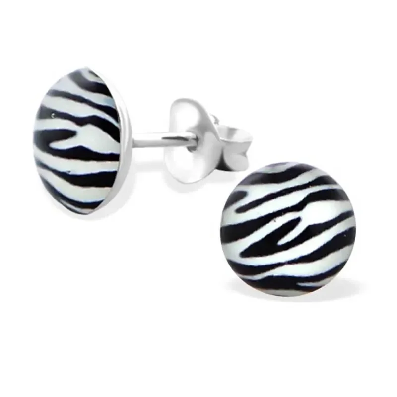 Boucles d oreilles zèbre  éclat sauvage  - argent massif 925