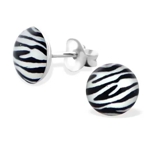 Boucles d oreilles zèbre  éclat sauvage  - argent massif 925