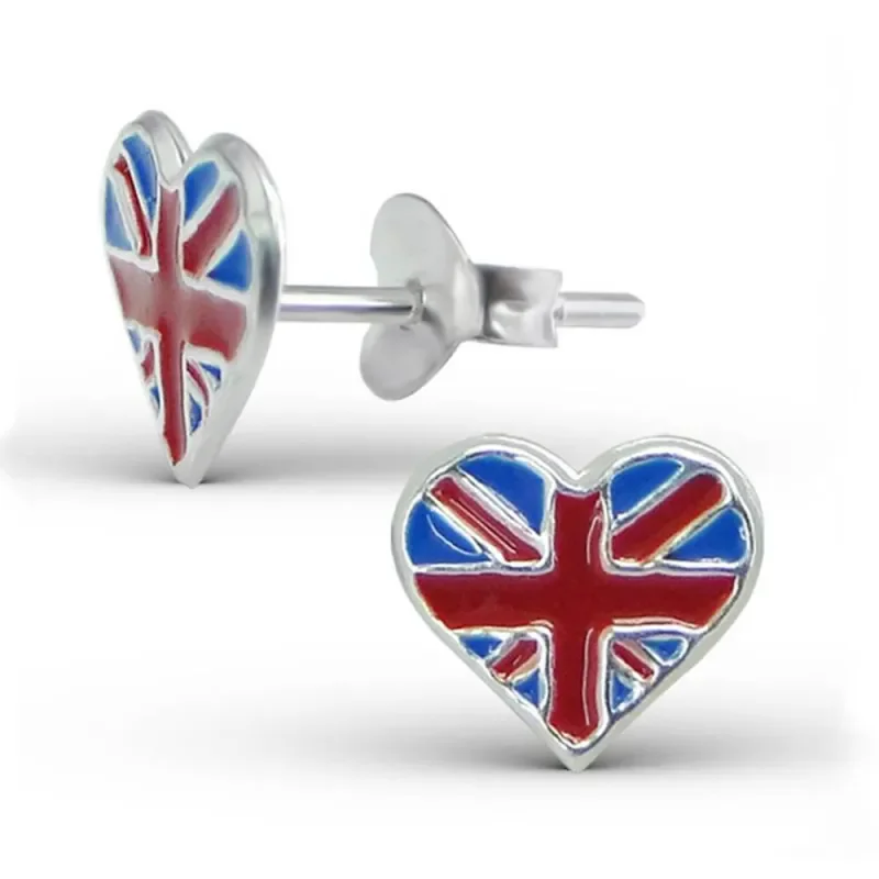 Boucles d oreilles union jack argent 925