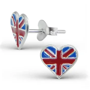 Boucle d'oreille drapeau union jack en argent