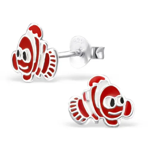 Boucle d'oreille poisson exotique en argent