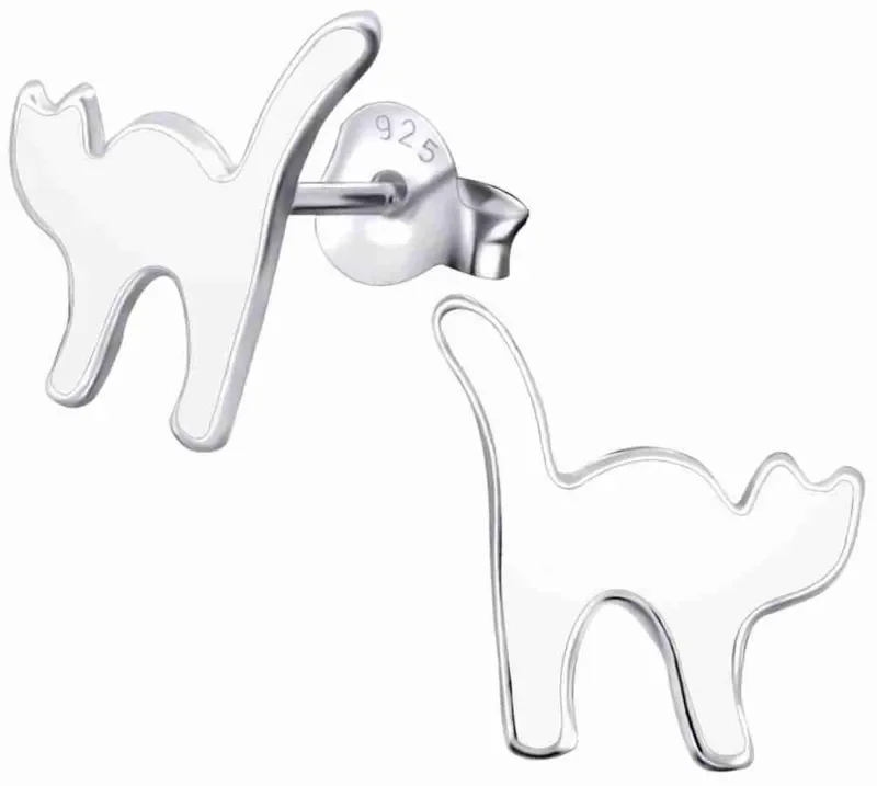 Boucles d oreilles chat en argent 925 - adorable