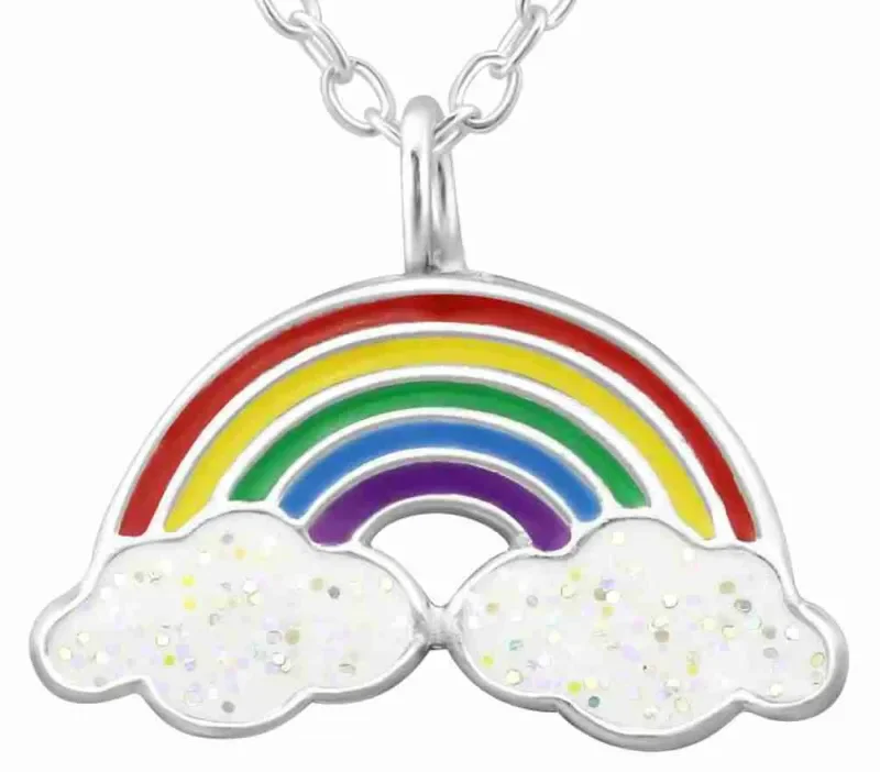 Collier argent 925  iris  - pendentif arc-en-ciel et cristaux multicolores