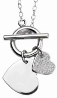 Collier double cœur  amour éternel  en argent 925 pour femme