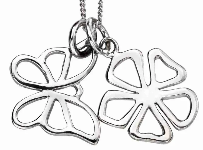 Collier  éclat printanier  - papillon et fleur en argent 925