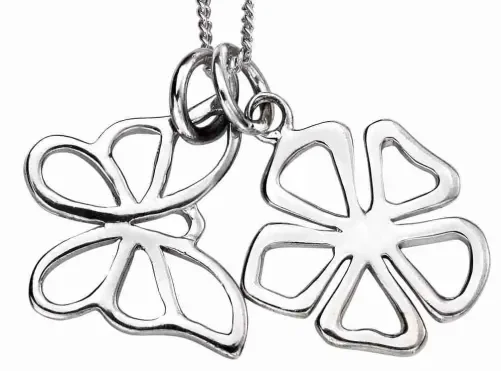Collier  éclat printanier  - papillon et fleur en argent 925