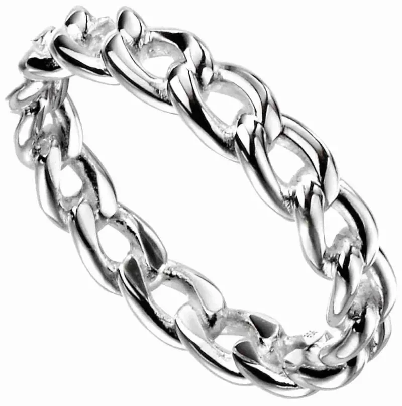 Bague chaîne souple  maillon éternel  en argent massif 925