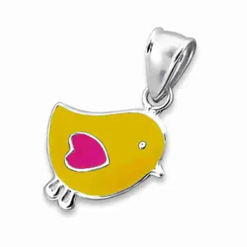 Mon-bijou - H13781 - Collier cœur de Poussin en argent 925/1000