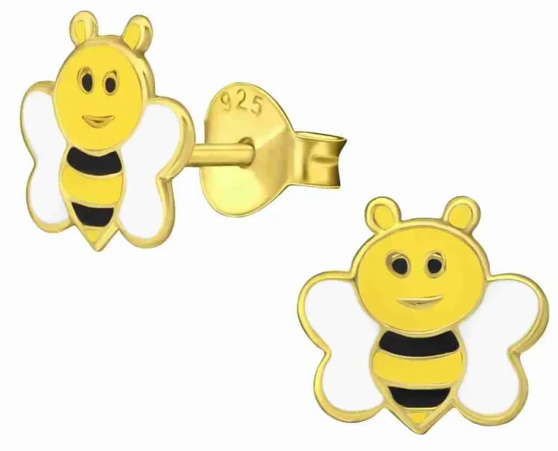 Boucles d oreilles abeille  mélia  en argent 925 plaqué or