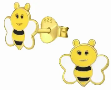 Mon-bijou - H38170 - Boucle d'oreille abeille doré en argent 925/1000