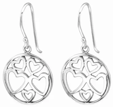 Mon-bijou - H28056 - Superbe Boucle d'oreille cœur en argent 925/1000