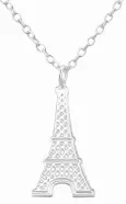 Collier  éclat de paris  - pendentif tour eiffel argent massif 925