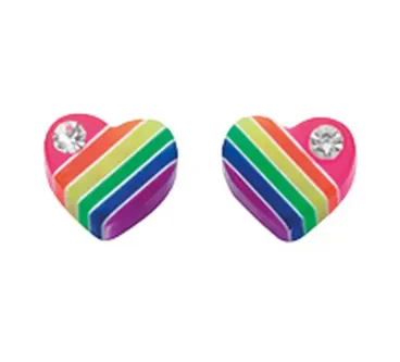 Boucle d'oreille coeur arc-en-ciel en argent 925/1000