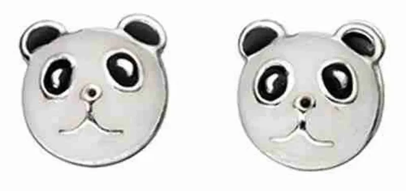 Boucles d oreilles panda  tendresse  en argent massif 925