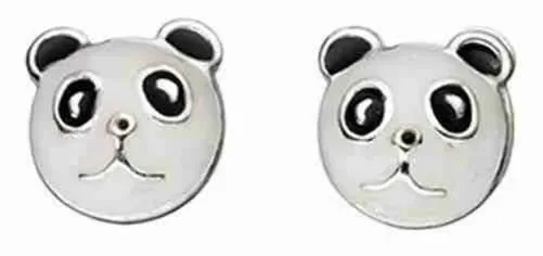 Boucles d oreilles panda  tendresse  en argent massif 925
