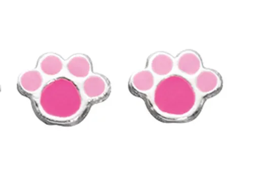 Boucle d'oreille patte ourson en argent 925/1000