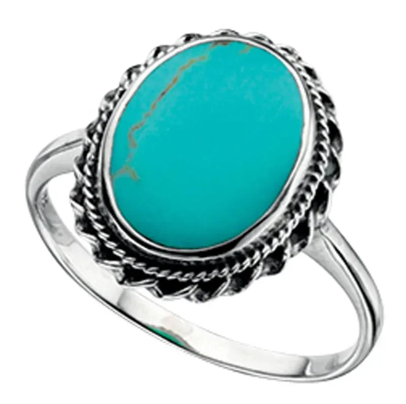Bague céleste  nérée  - turquoise naturelle et argent massif 925