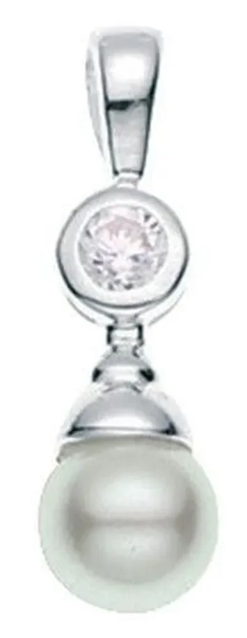 collier Perle et zirconium en argent 925/1000
