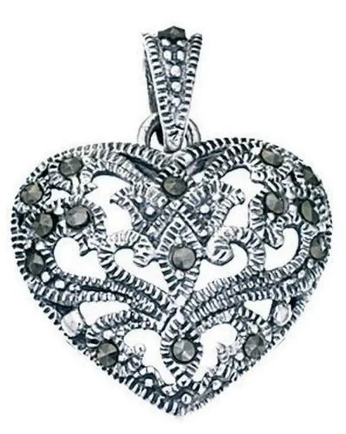 Collier coeur marcassite en argent 925/1000