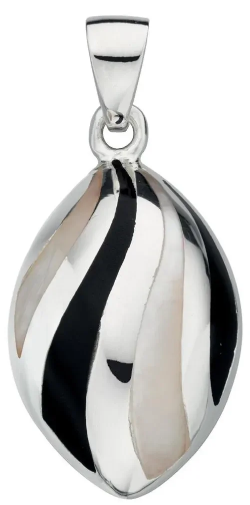 Collier  lueur irisée  - pendentif nacre et argent massif 925