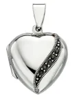 Collier cœur vintage art déco en argent 925 marcasites